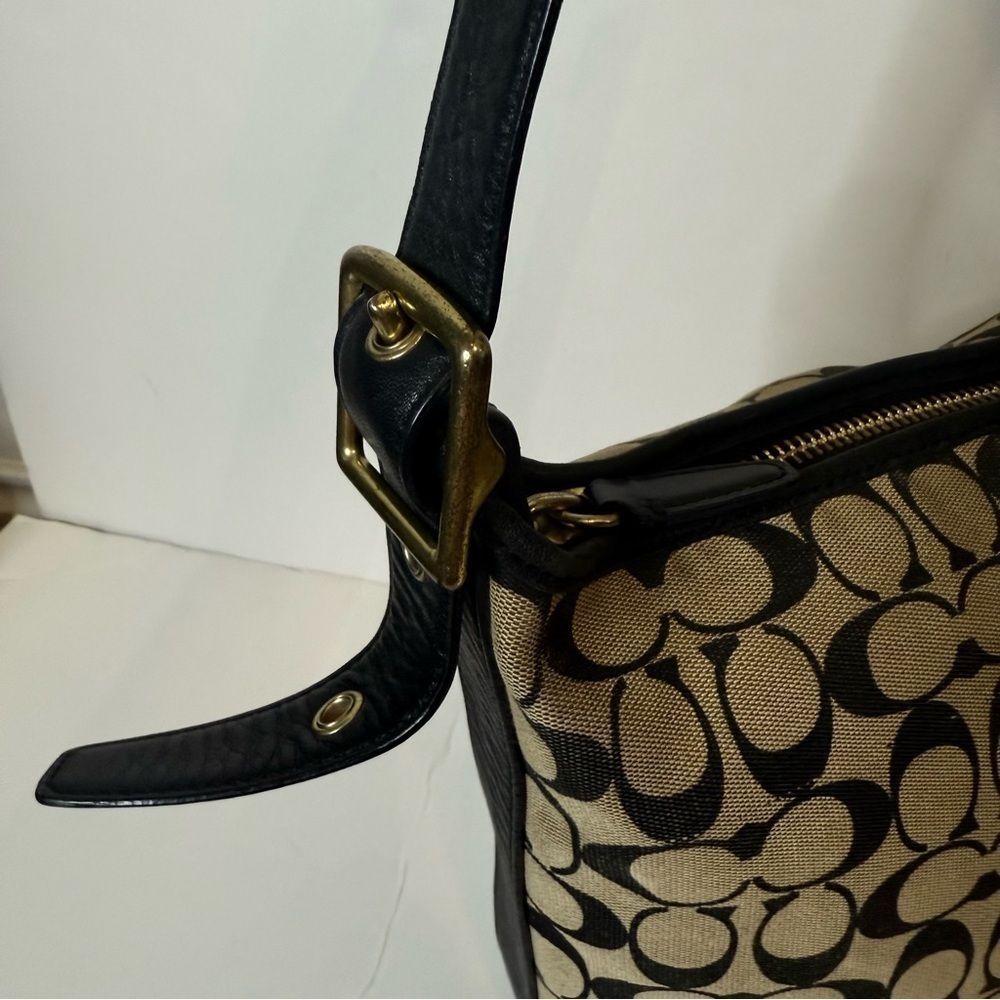 Coach Bleecker Black Legacy Duffle in Printed Signature C Logo Fabric Purse Bag - Picture 9 of 16
